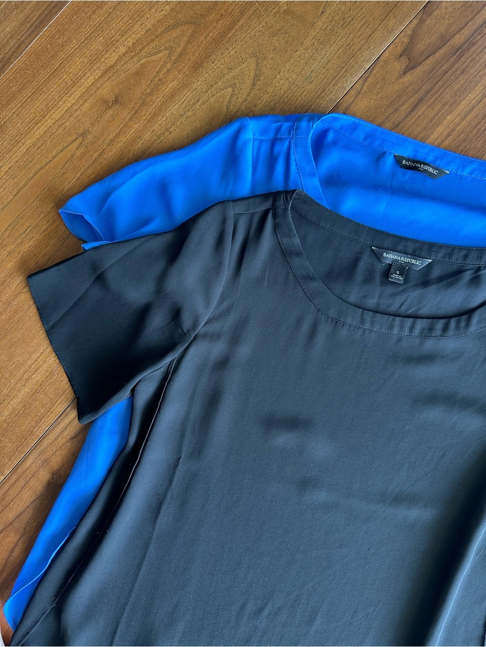 Lot of 2 Banana Republic Black and Blue Work Tops